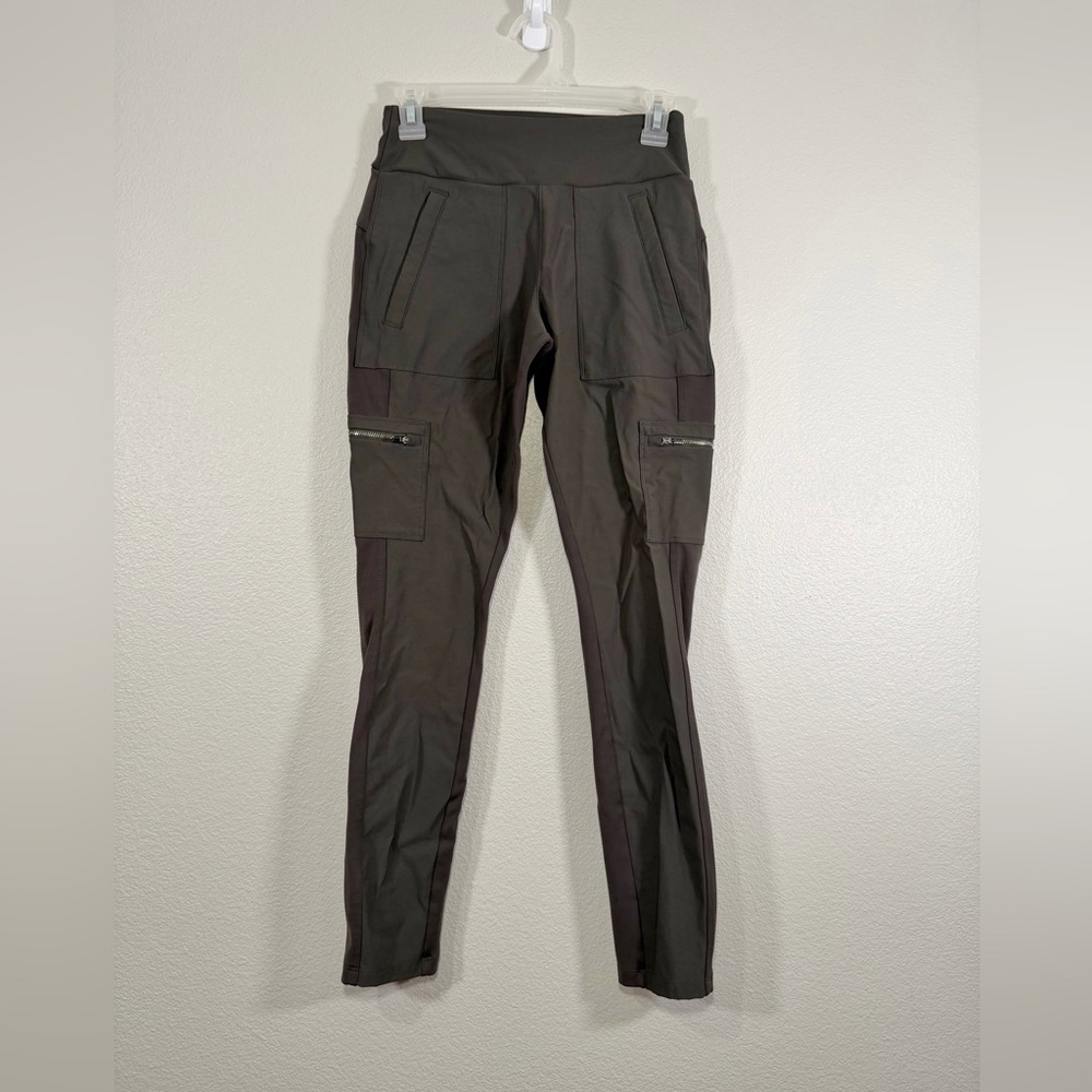 Athleta Pants Leggings Track Athletic Zipper Pockets Black Color-block Women 2